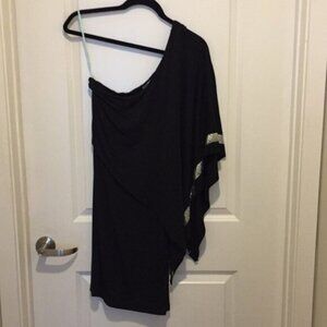 NWT black and silver sequin one shoulder dress.